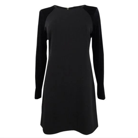 tommy hilfiger black dress long sleeve Tommy Hilfiger Women's Long Sleeve Collared Twofer Shift Mini Dress, Black Midnight/Evergreen, 0 at Amazon Women's Clothing store